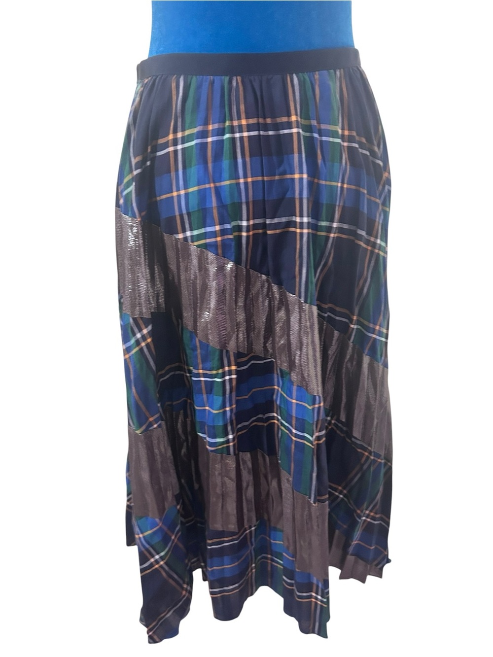 ✨ Tanya Taylor Plaid Metallic Pleated Midi Skirt Sz 6 - Picture 6 of 6